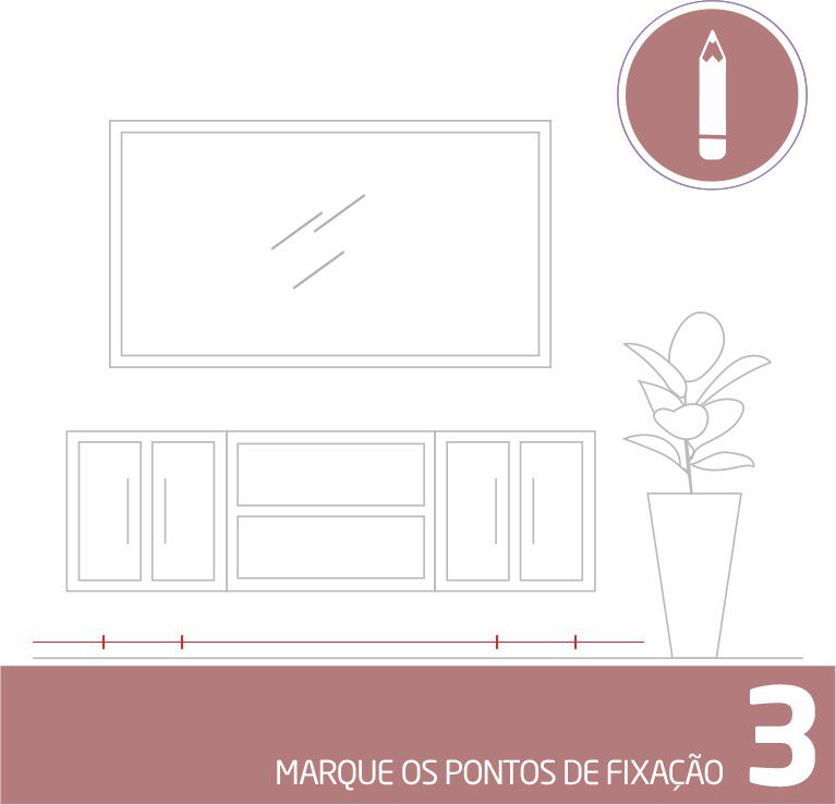 Instrução para marcar os pontos de fixação.