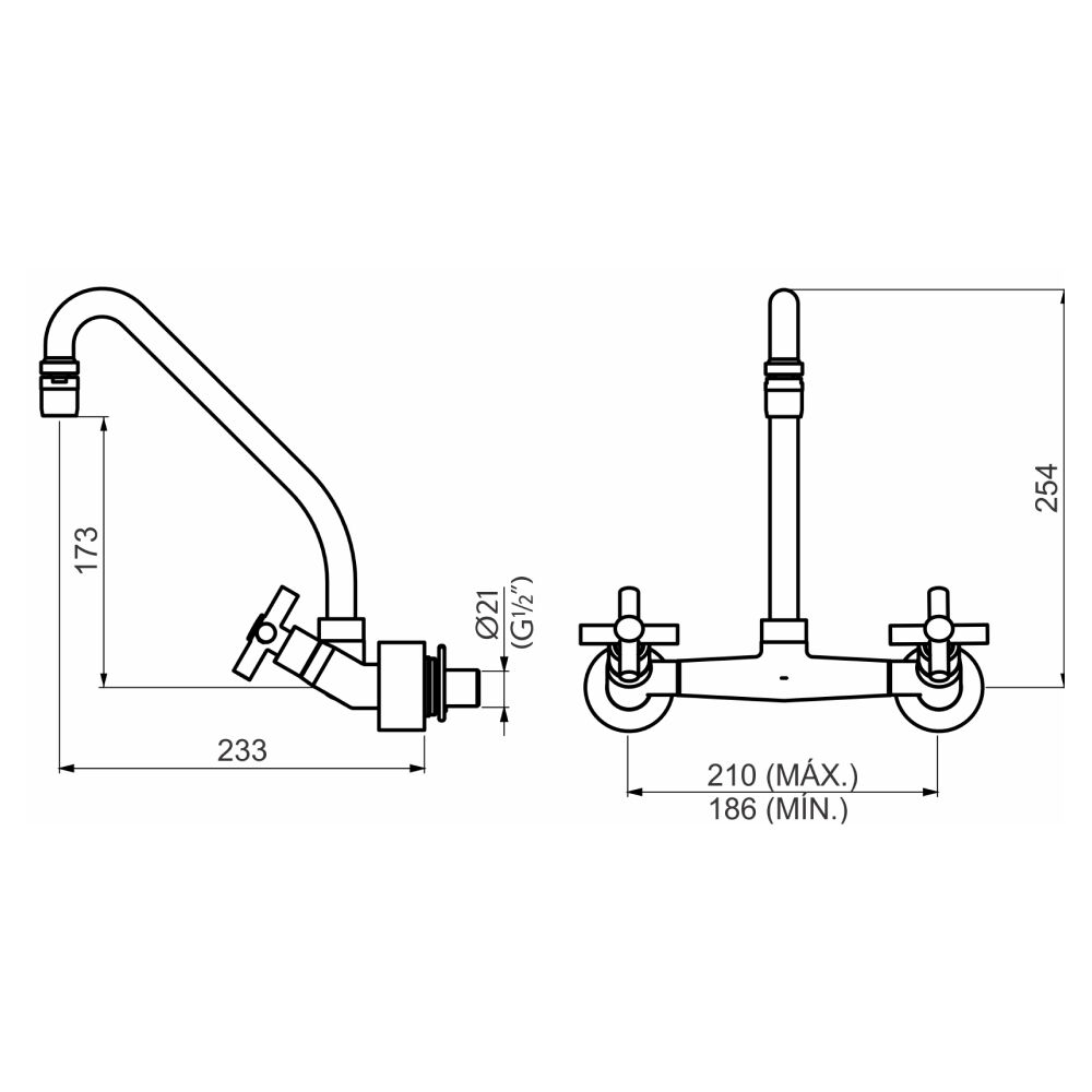 Torneira Misturador de Parede para Cozinha Slim Cross Perflex