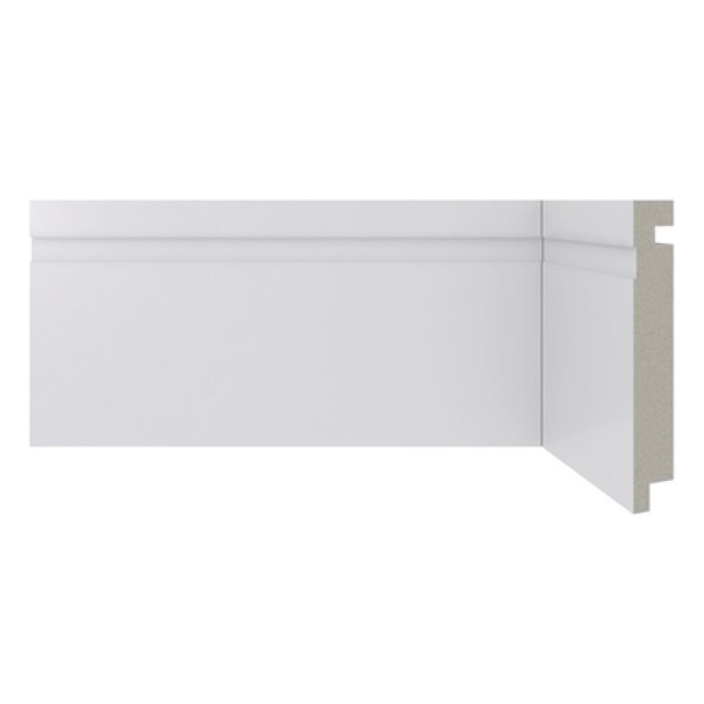 Rodapé  com Friso Moderna 10 x 240cm Branco Santa Luzia
