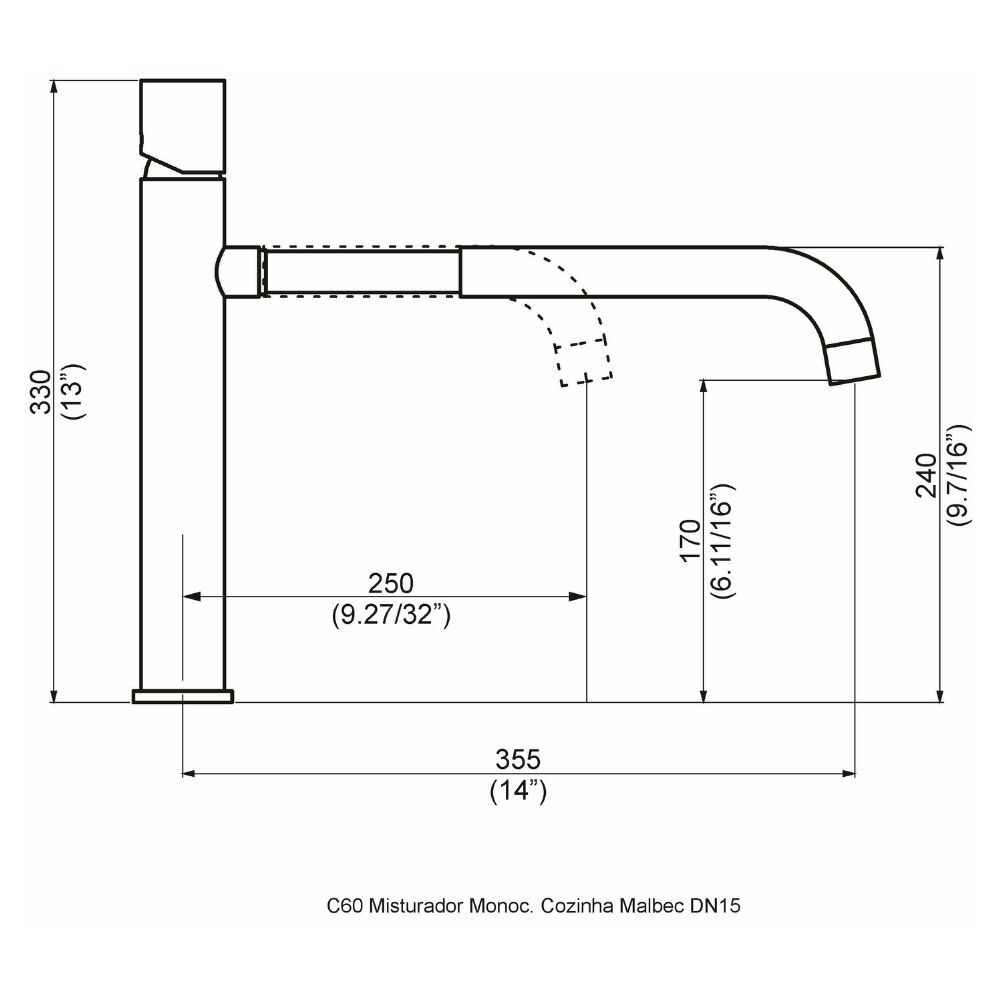 Torneira Misturador Monocomando para Cozinha Malbec Perflex