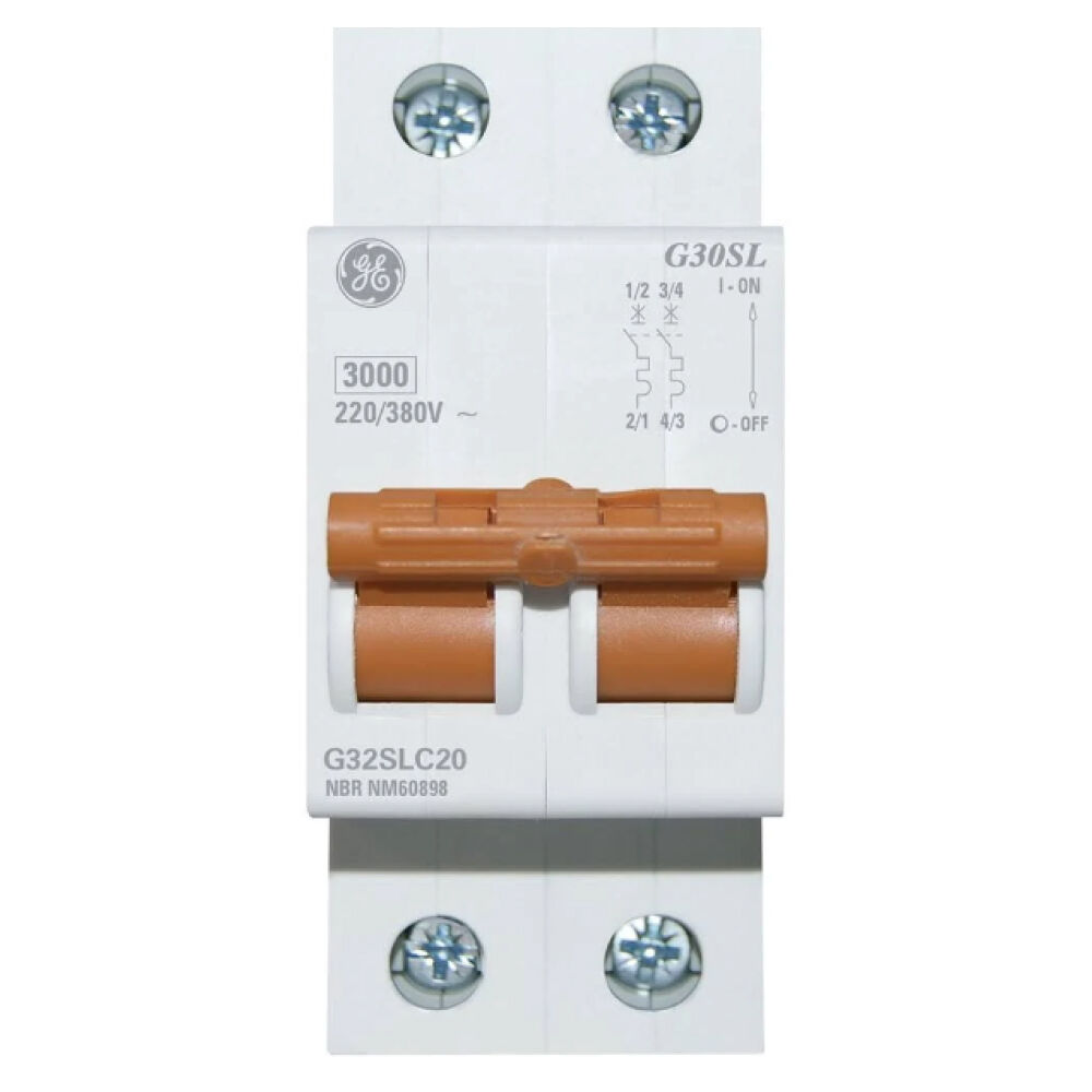 Disjuntor Bipolar Din 63A Curva C 3KA GE