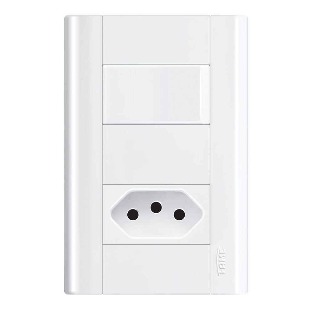 Interruptor Simples e Tomada 2P+T 10A/250V Distanciados Branco Modulare 1435 Fame