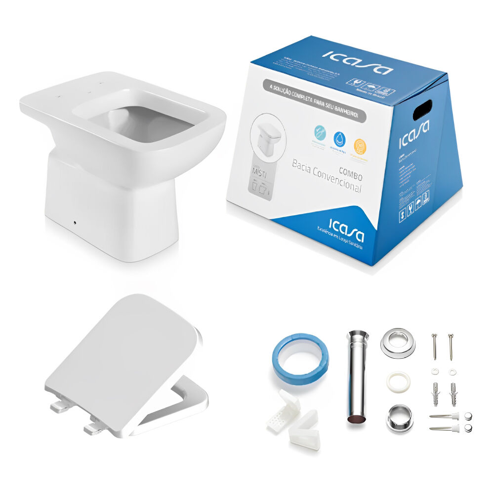 Kit Vaso Sanitário Convencional e Assento Soft Close IP4 Misti Icasa
