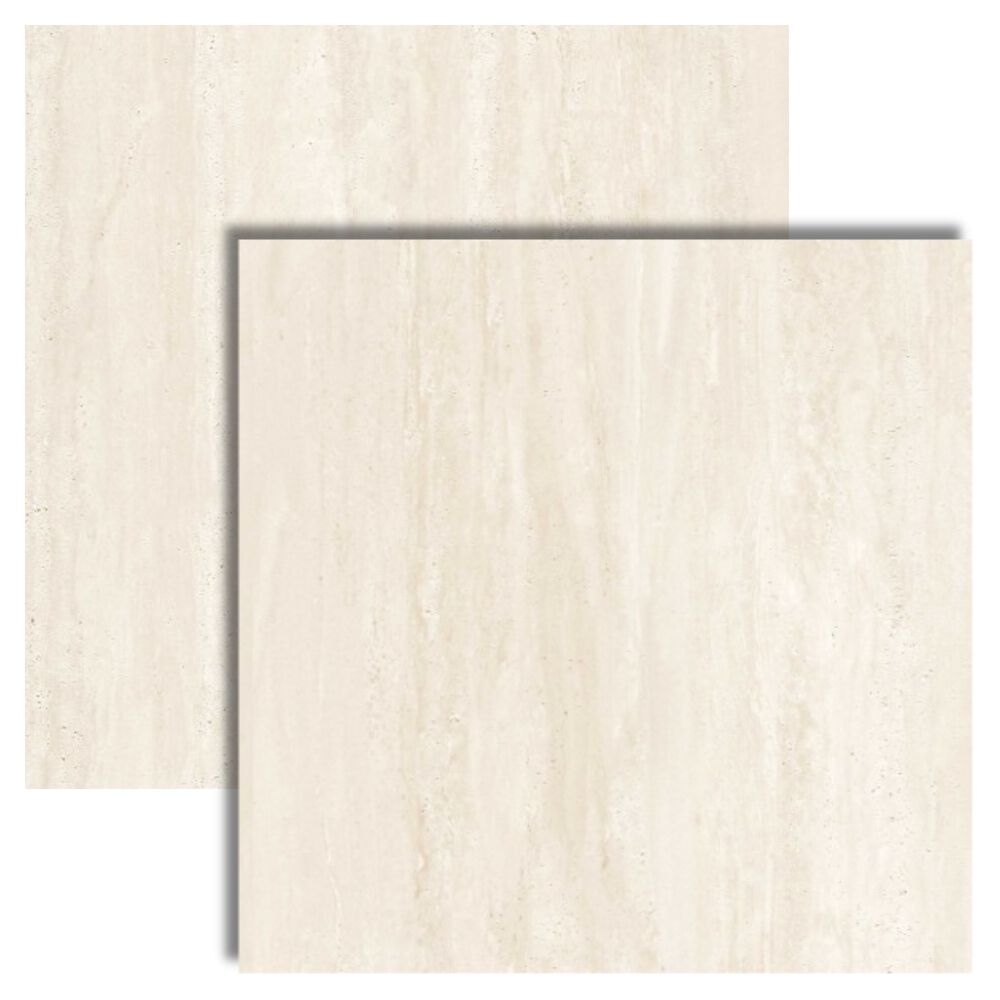 Porcelanato Marmorizado Acetinado Borda Retificada 100x100cm Travertino Clássico Cetim Biancogres (Caixa com 3,00m²)