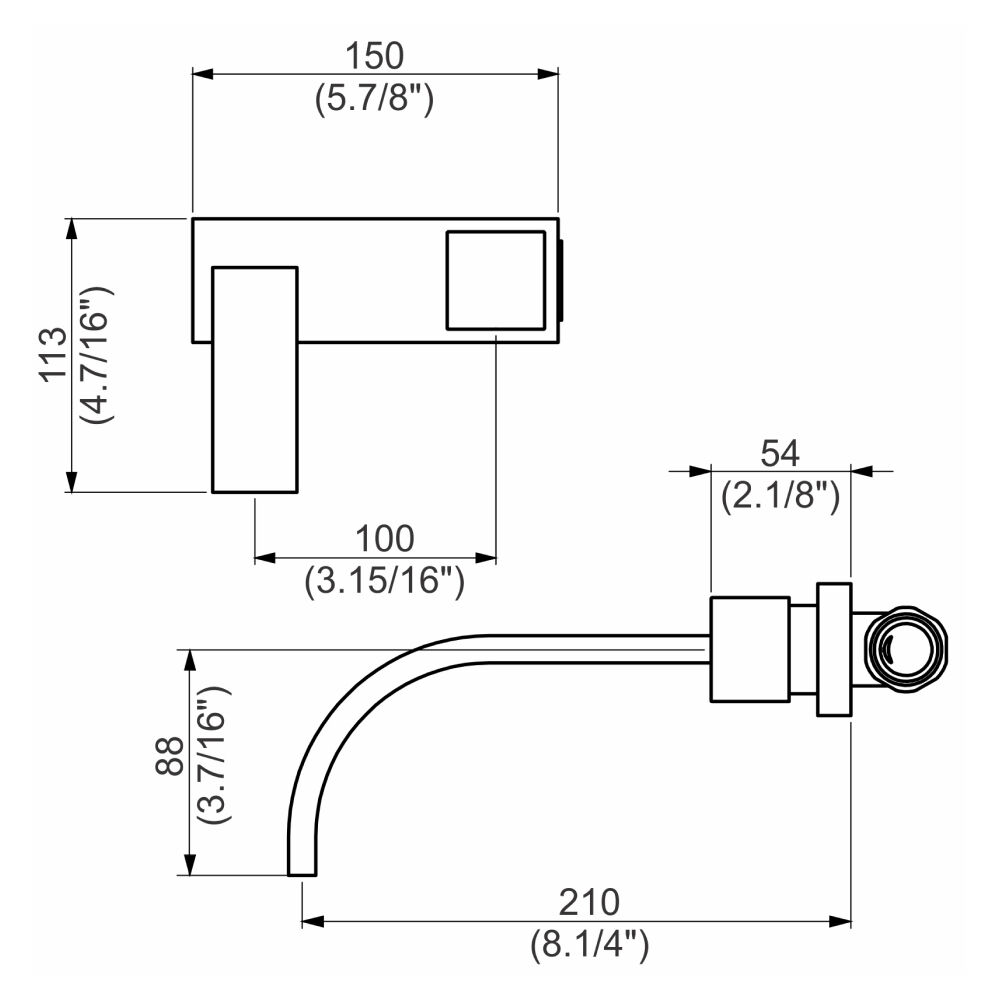 Torneira de Parede para Banheiro (Base embutir) Exata Perflex