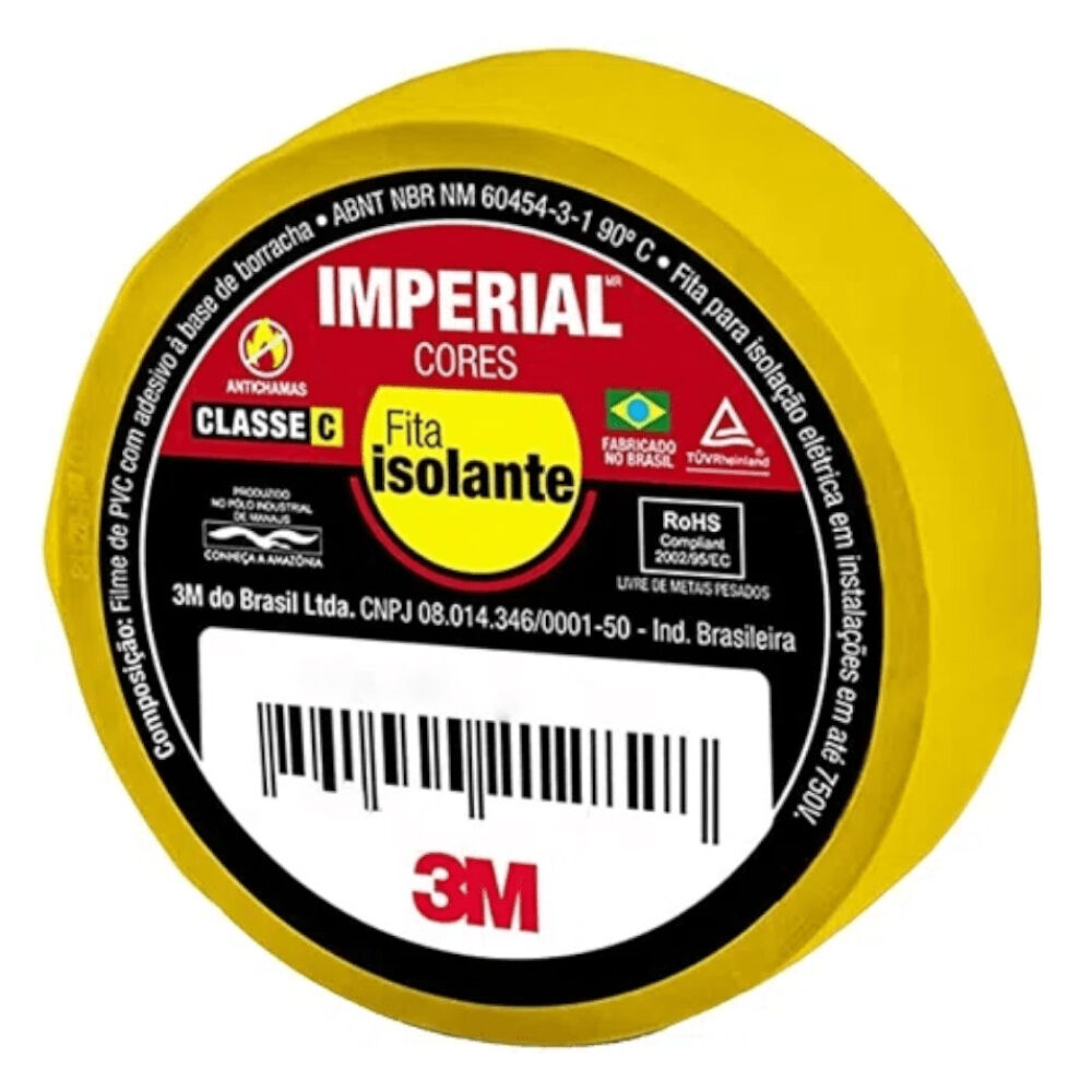 Fita Isolante Imperial Amarelo 18mm x 10m 3M