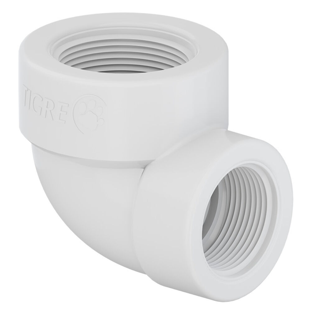Joelho 90° de Redução Roscável 3/4" x 1/2" Branco Tigre