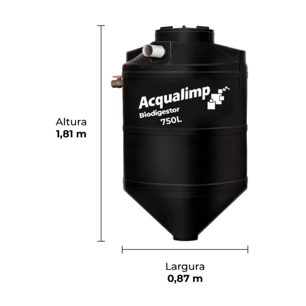 Biodigestor 750L de Polietileno Preto Acqualimp