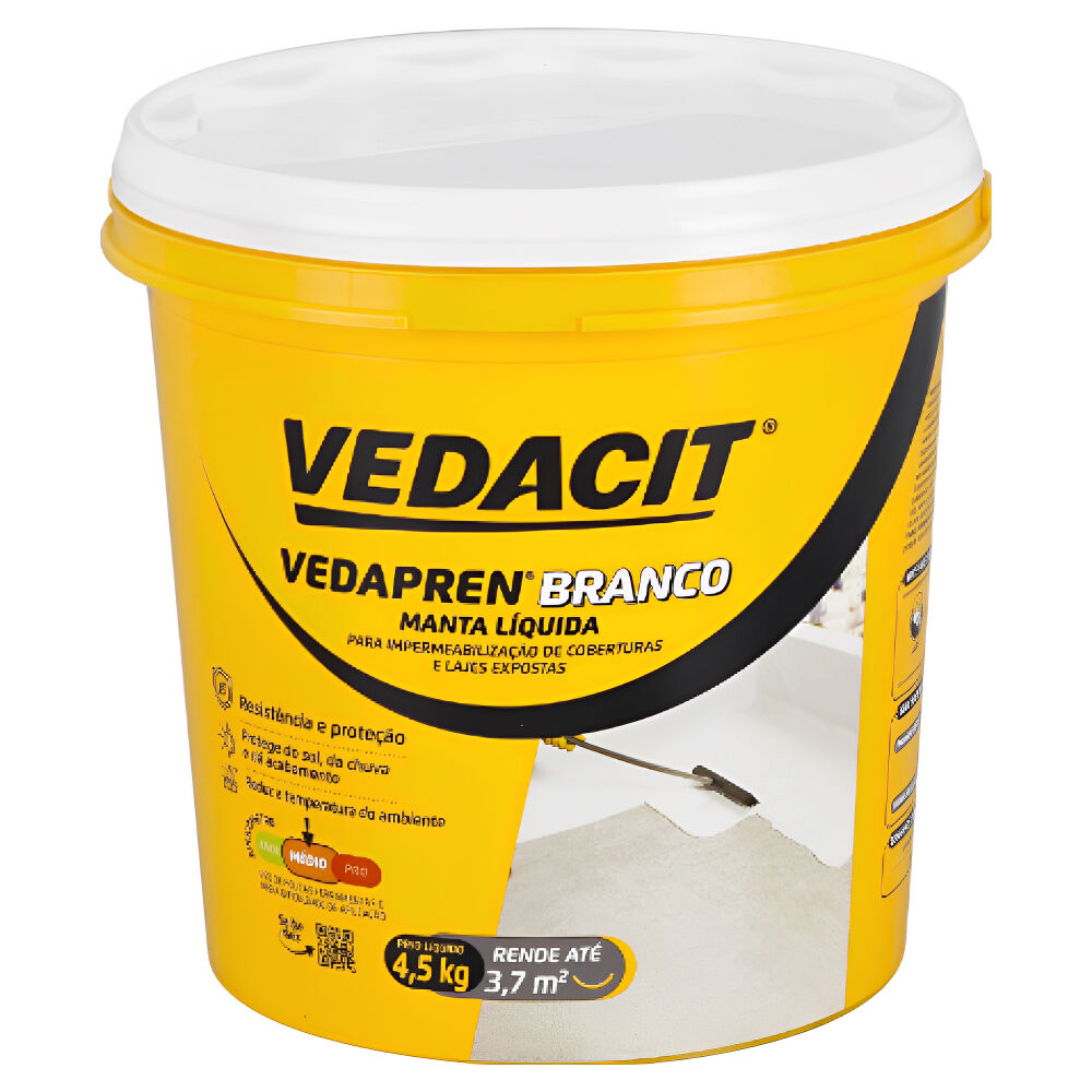 Impermeabilizante Manta Líquida Acrílica Vedapren Branco Galão 4,5kg Vedacit