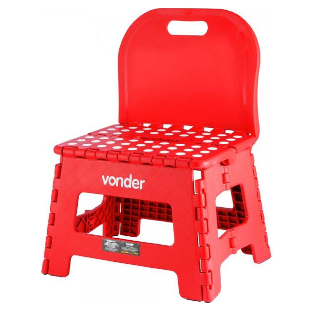 Banqueta Dobrável com Encosto Vermelha Vonder