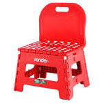 Banqueta Dobrável com Encosto Vermelha Vonder