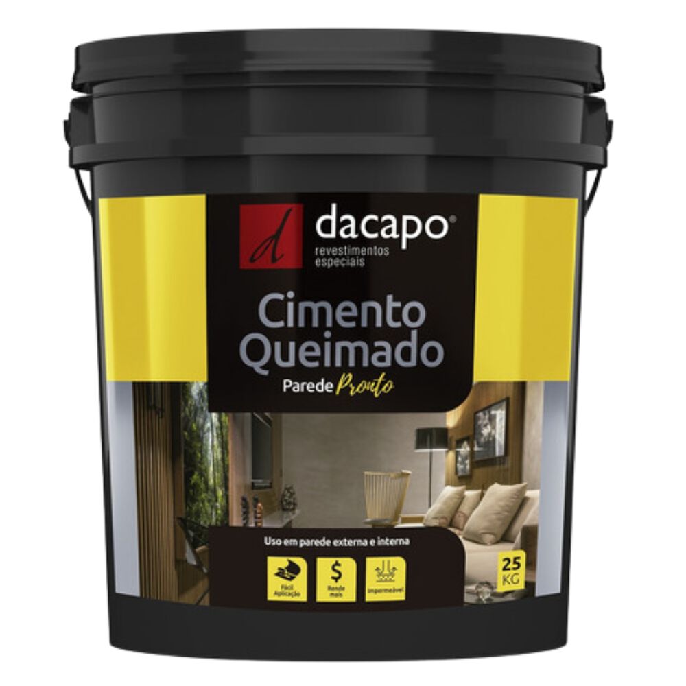 Cimento Queimado Parede Pronto Área Interna 25Kg Dacapo
