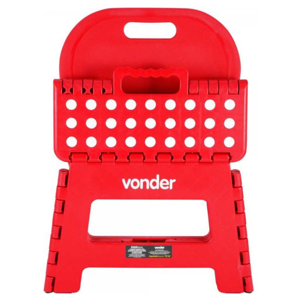 Banqueta Dobrável com Encosto Vermelha Vonder