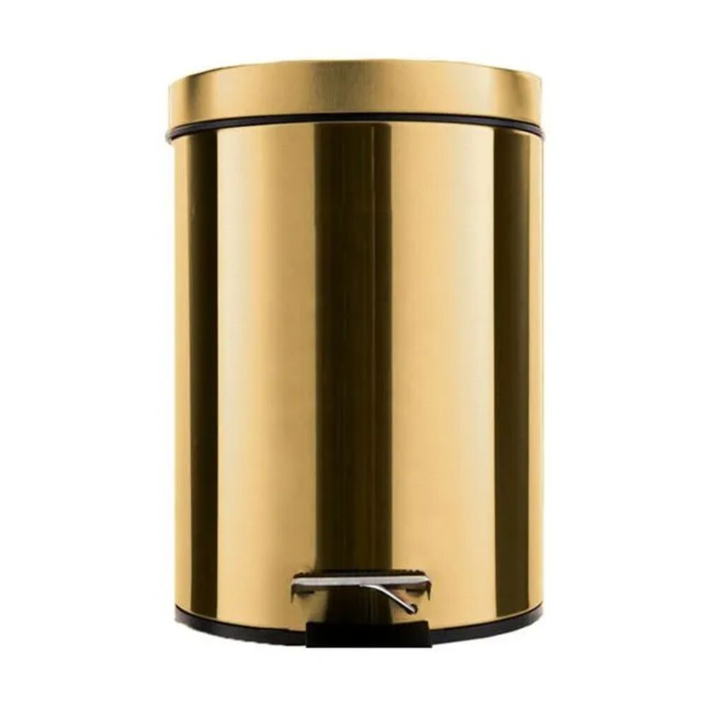 Lixeira Inox 5L Dourado Casa&Ideia