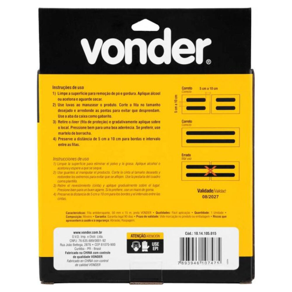 Fita Antiderrapante 50mm x 15m Preta Vonder