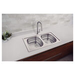 Cuba de Sobrepor Sigma Dupla em Aço Inox 86 x 50cm com Válvula Tramontina