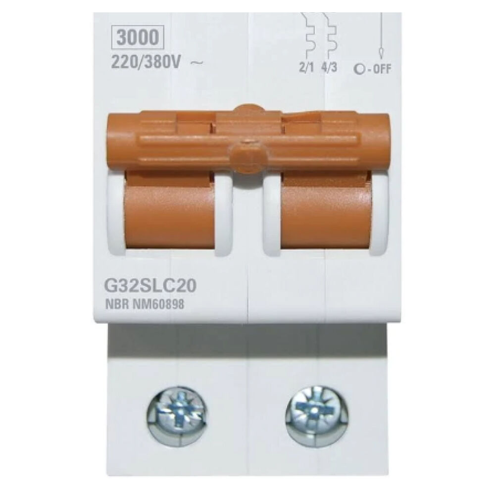 Disjuntor Bipolar Din 63A Curva C 3KA GE