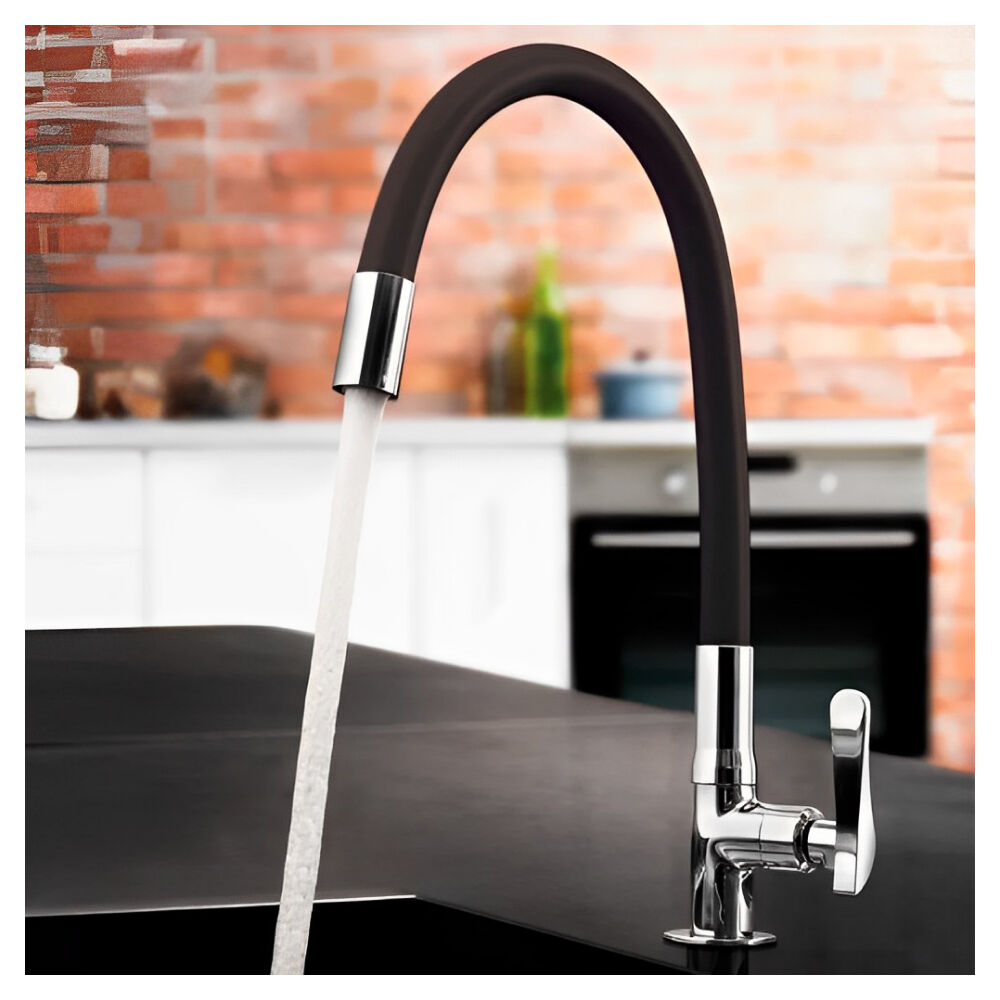Torneira de Mesa com Bica Flexível Flex Preto 1177 B27 Lorenzetti
