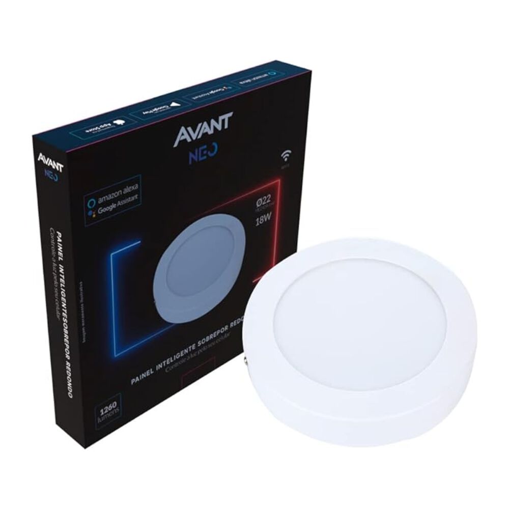 Painel de Led Smart Wi-Fi Inteligente de Sobrepor Neo Redondo 6500K 18W Bivolt Avant