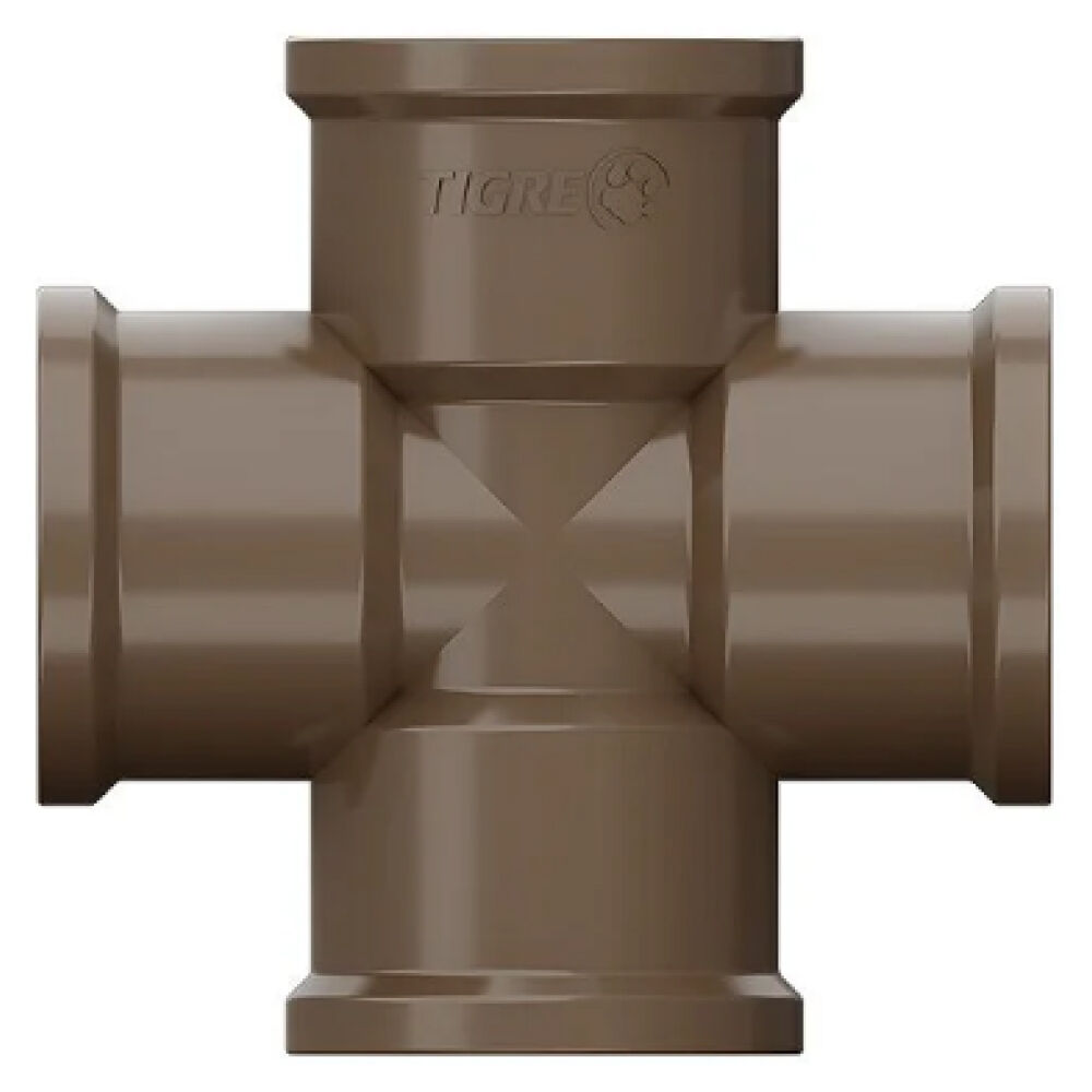 Cruzeta PVC Marrom Soldável 3/4" 25mm Tigre