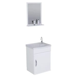 Gabinete Suspenso para Banheiro com Lavatório e Espelheira Siena 39cm Branco A.J. Rorato Gabinete Suspenso para Banheiro com Lavatório e Espelheira Siena 39cm Branco A.J. Rorato