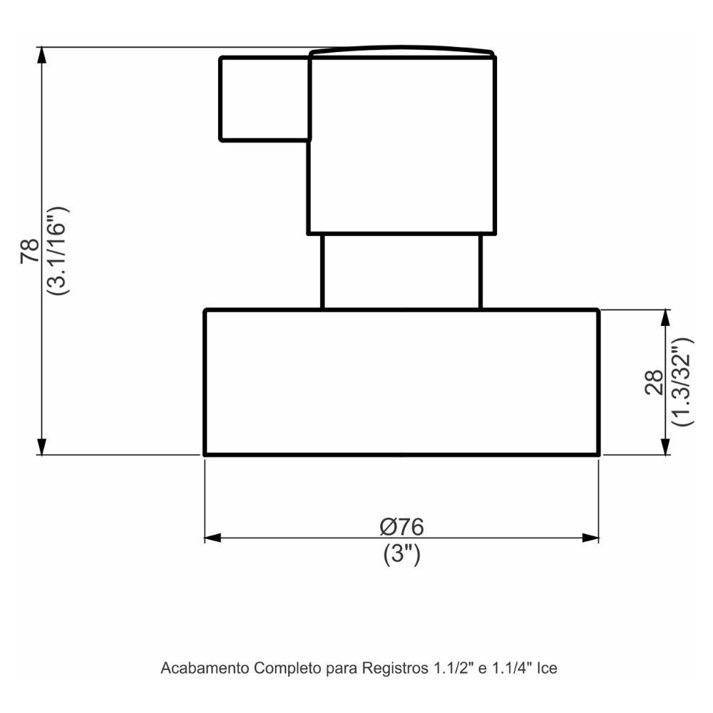 Acabamento Registro Base Deca 1.1/4" e 1.1/2" (Grande) Preto Fosco Color Ice Perflex