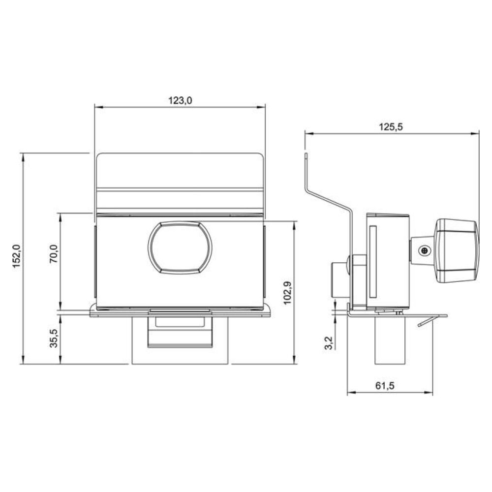 Fechadura PV90-1R-B Inox com Puxador Abertura para Dentro HDL