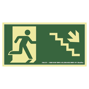 Placa de Sinaliza&ccedil;&atilde;o PVC Fotoluminescente Escada Desce Direita 30x15cm Sinalize