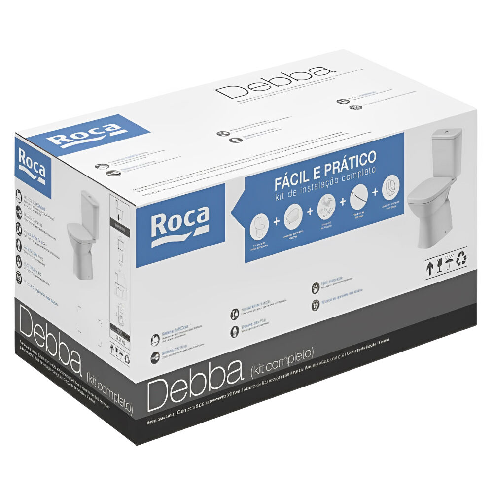 Kit Completo Bacia Debba Classic com Caixa Acoplada e Acessórios Black Matte Roca