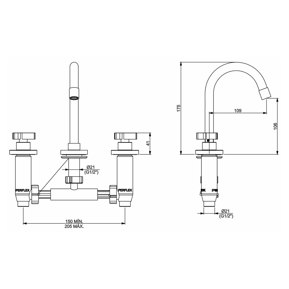 Torneira Misturador de Pia para Banheiro Likeflex Perflex