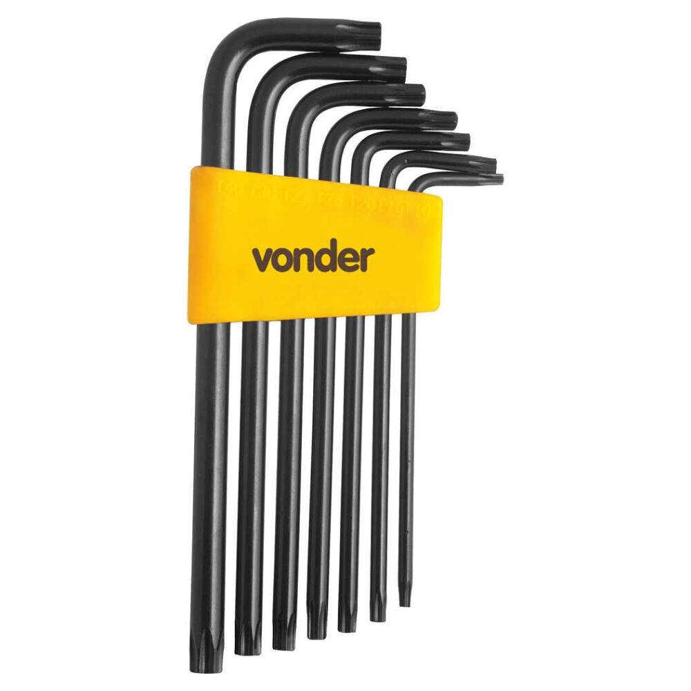 Jogo de Chaves Hexalobular T10 a T40 com 7 Pe&ccedil;as VTX5 Vonder