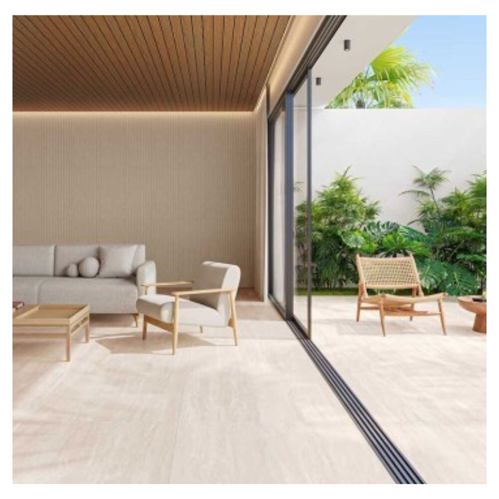 Porcelanato Marmorizado Acetinado Borda Retificada 100x100cm Travertino Clássico Cetim Biancogres (Caixa com 3,00m²)