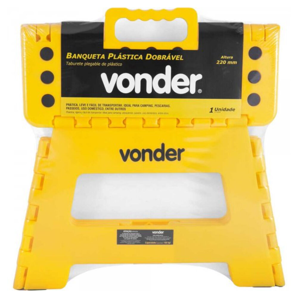 Banqueta Plástica Dobrável Amarela 220mm Vonder