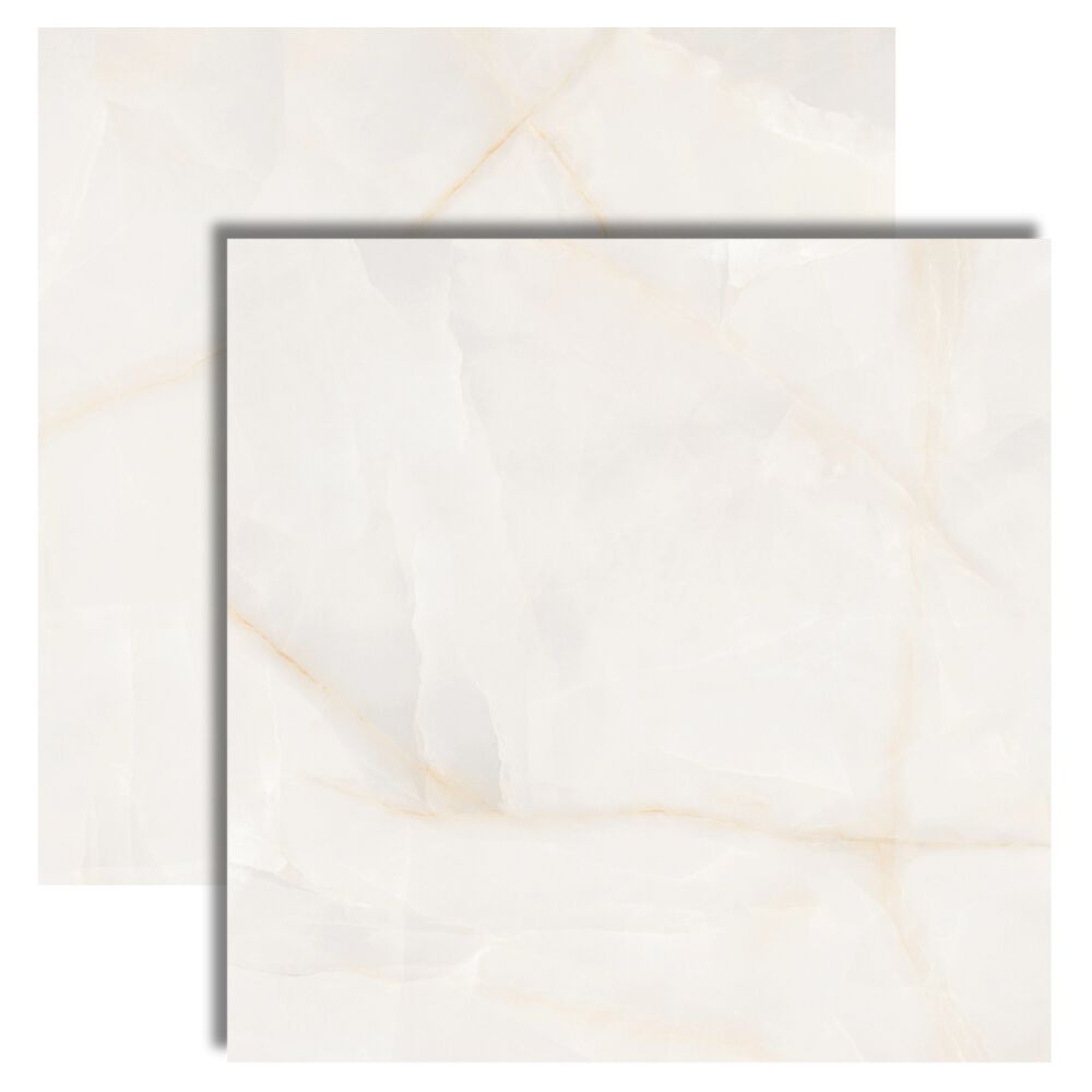 Porcelanato Marmorizado Polido Borda Retificada 75x75cm Onix Blanc Dora (Caixa com 1,69m²)