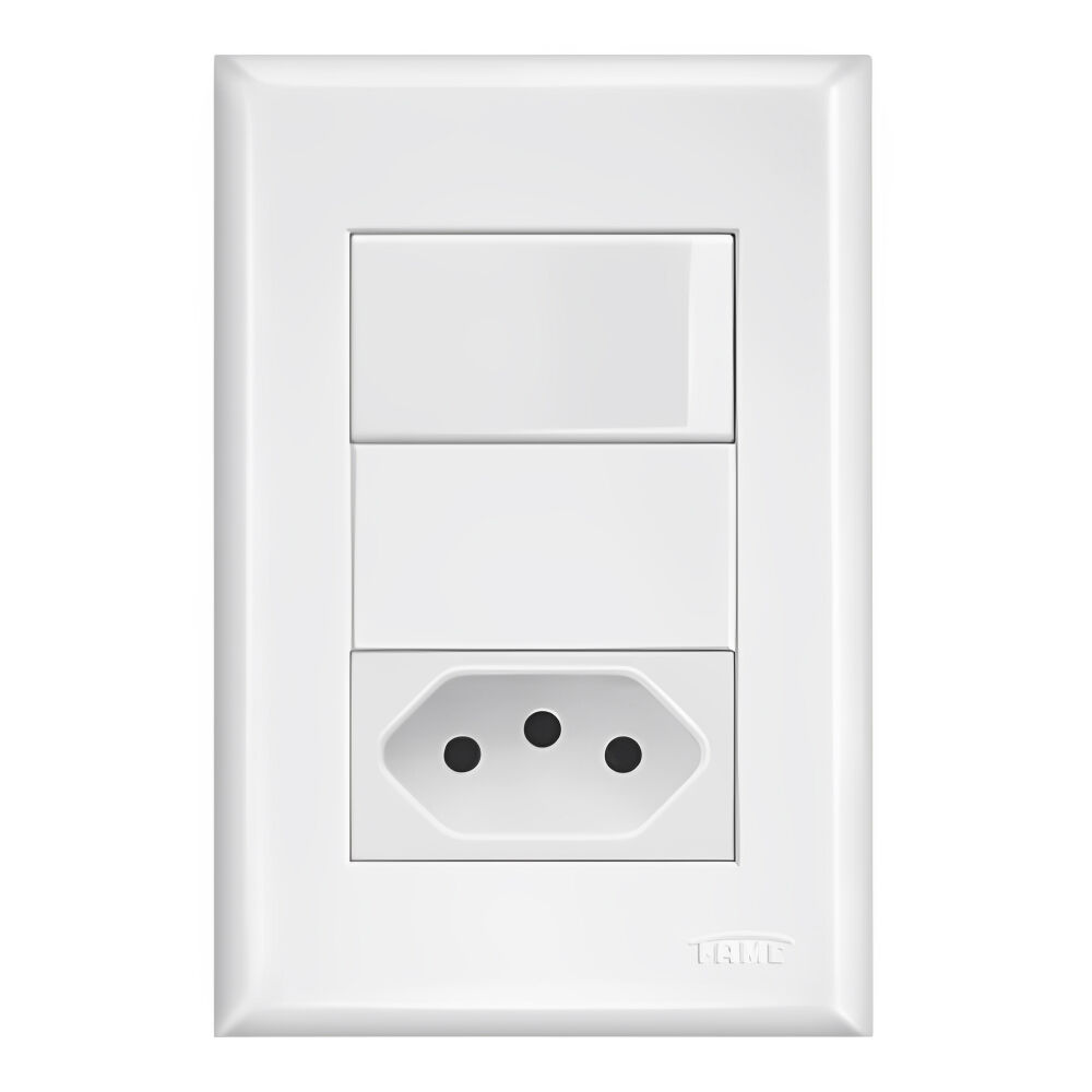 Interruptor Simples 16A/250V e Tomada 2P+T 10A/250V Evidence 2917 Fame