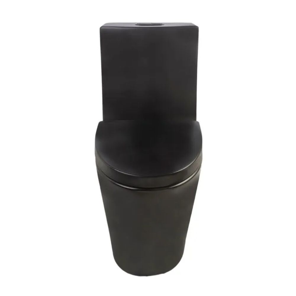 Kit Vaso Sanitário Monobloco 3/6L com Assento Sanitário e Itens de Instalação Roma Preto Matte Addra