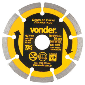 Disco de Corte Diamantado 110 mm Segmentado V3 Vonder