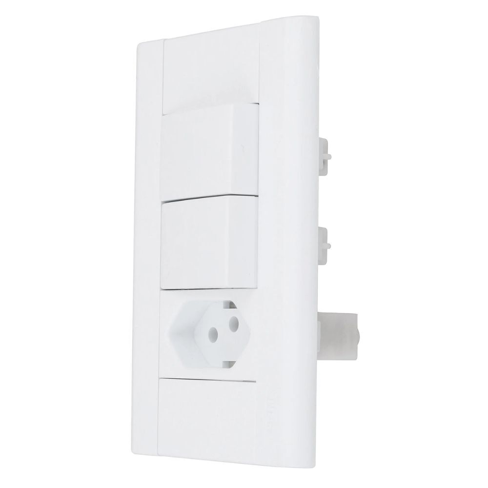 2 Interruptores Simples e Tomada 2P+T 10A/250V Modulare 1441 Fame