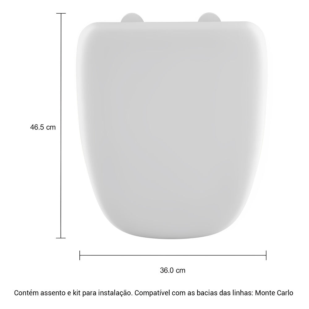 Assento Termofixo com Slow Close e Easy Clean para Bacias Monte Carlo Branco Deca