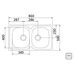 Cuba de Sobrepor Sigma Dupla em Aço Inox 86 x 50cm com Válvula Tramontina