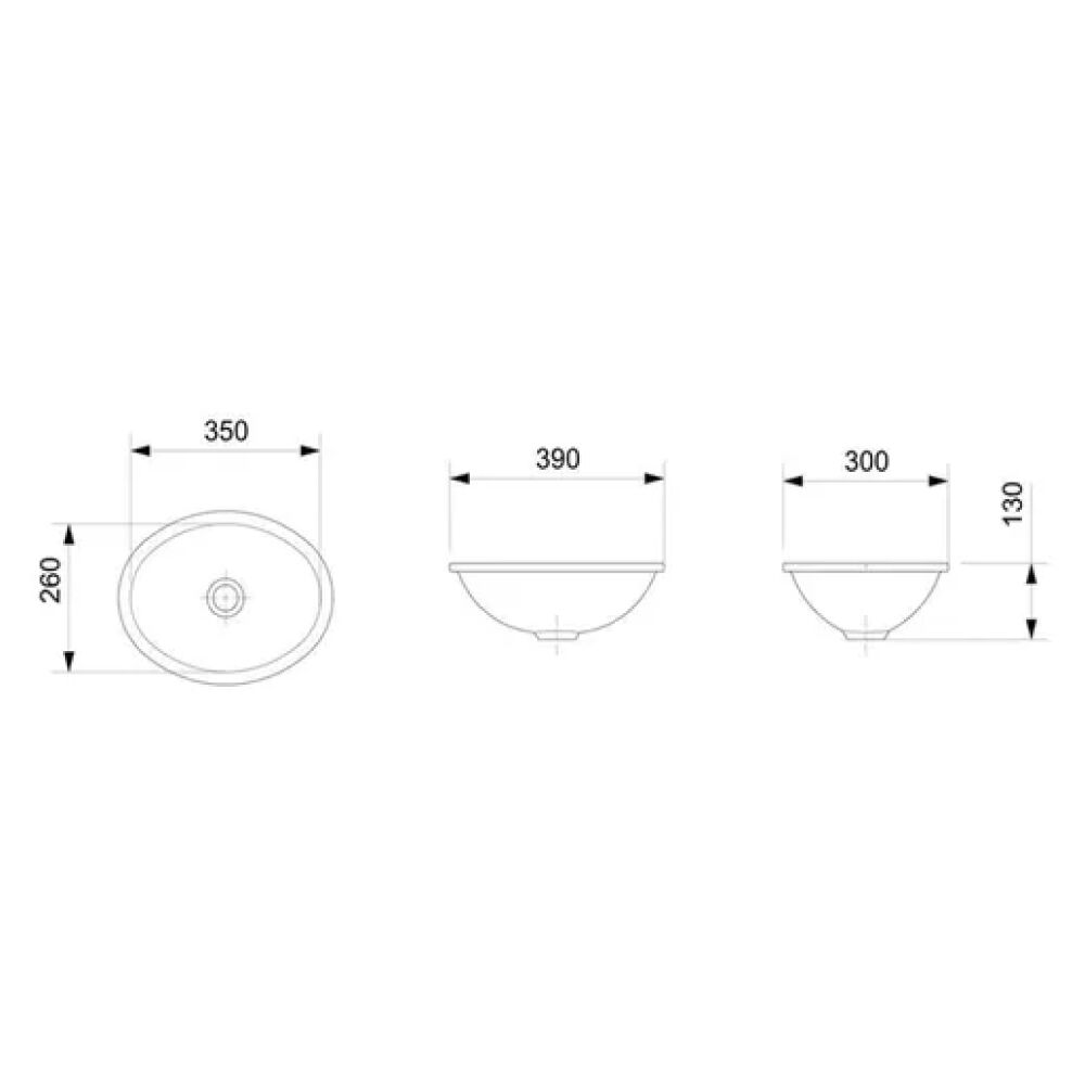 Cuba de Embutir Oval Branca 39x30cm Incepa