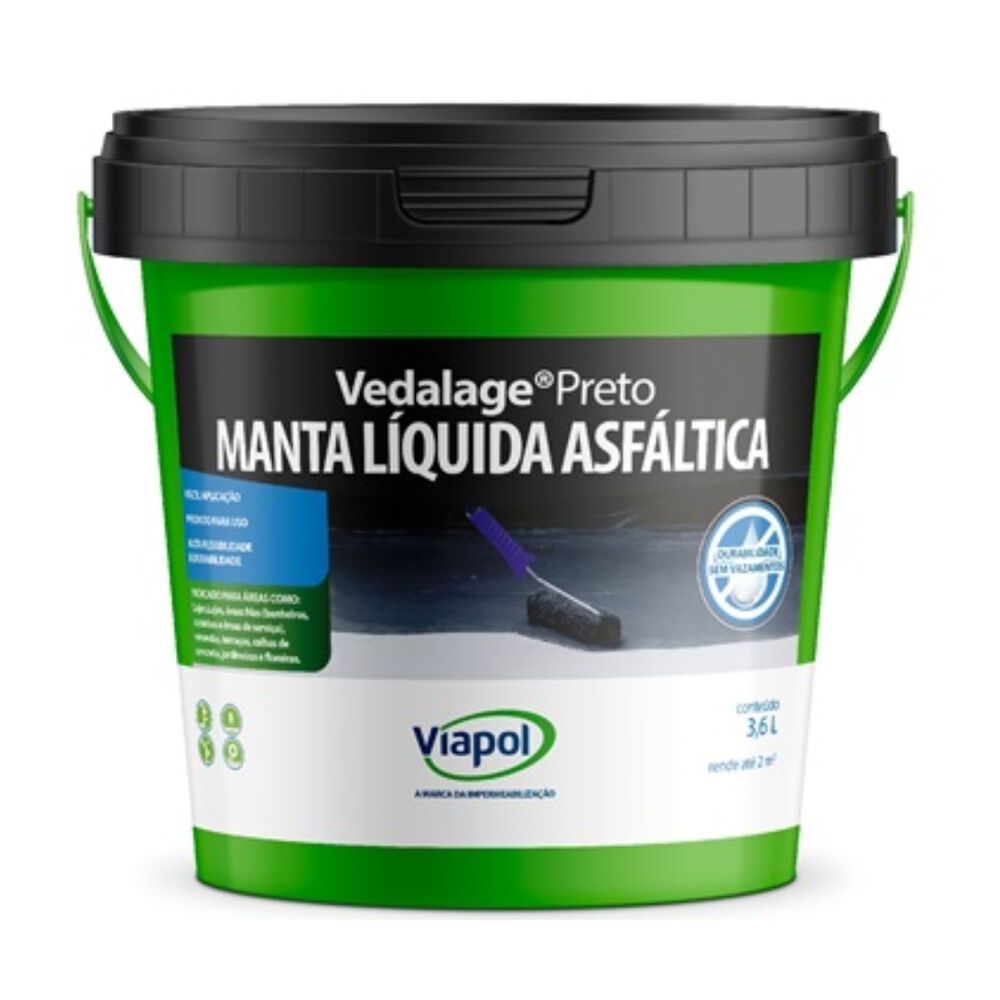 Manta Líquida Asfáltica Vedalage Preta 3,6L Viapol