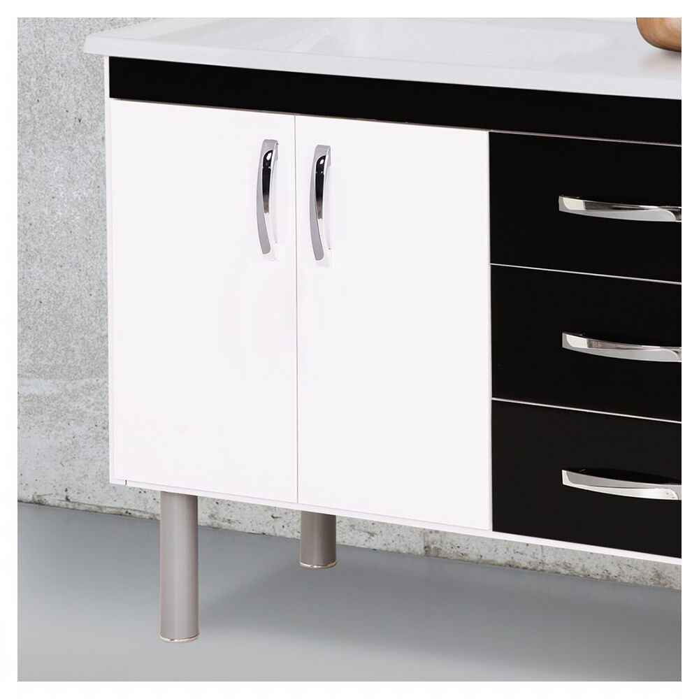 Gabinete Cozinha Tóquio 116,2cm Preto/Branco A.J. Rorato