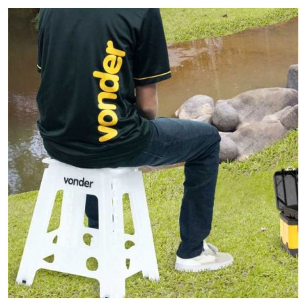 Banqueta Plástica Dobrável 450mm Branca Vonder