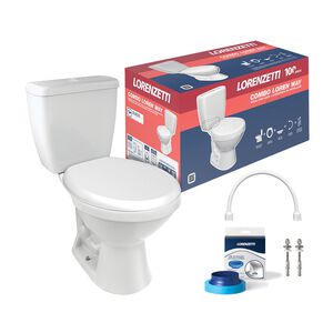 Kit Vaso Sanitário com Caixa Acoplada  6L Loren Way Assento Sanitário e Itens de Instalação Branco Lorenzetti Kit Vaso Sanitário com Caixa Acoplada  6L Loren Way Assento Sanitário e Itens de Instalação Branco Lorenzetti