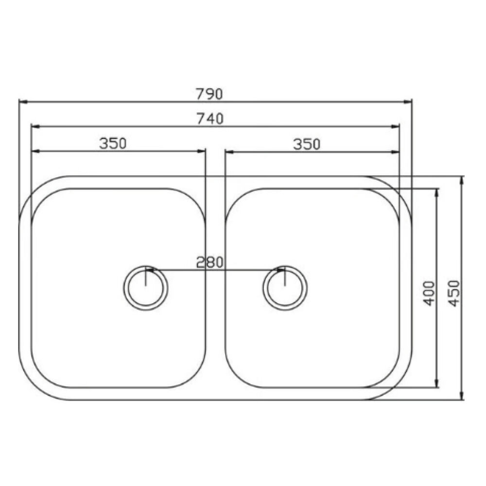 Cuba de Inox Dupla Plus N3 Polida 74x40cm Ghelplus