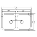 Cuba de Inox Dupla Plus N3 Polida 74x40cm Ghelplus