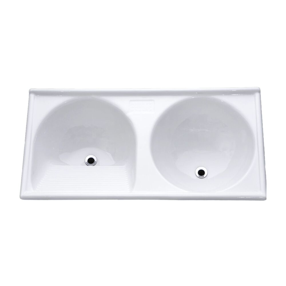 Tanque Duplo em Marmofibra 102x50cm Decoralita