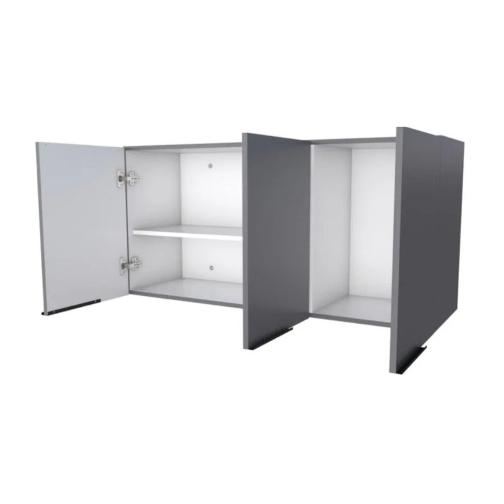 Armário Aéreo Cisne 116x36,5x57cm Cinza Cozimax