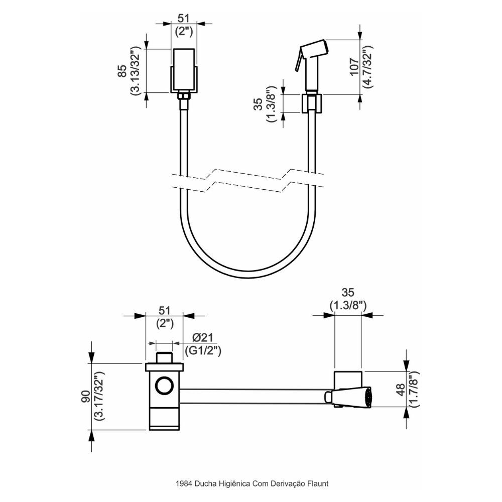 Ducha Higiênica com Derivação Color Flaunt Preto Fosco Perflex